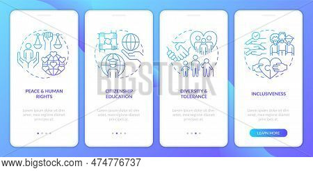 Gced Issues Blue Gradient Onboarding Mobile App Screen. Global Citizenship Walkthrough 4 Steps Graph