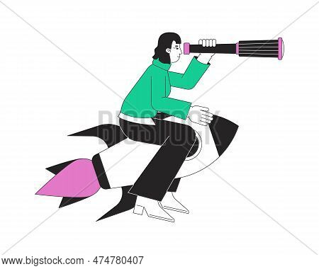 Startup Launch Flat Line Concept Vector Spot Illustration