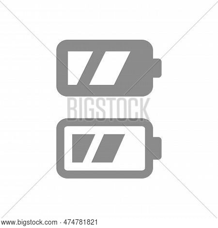Battery Simple Black Vector Icon. Filled Charge Glyph Sign.