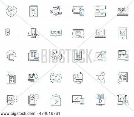 Handset Device Line Icons Collection. Mobile, Smartph, Cellph, Wireless, Handheld, Touchscreen, Port