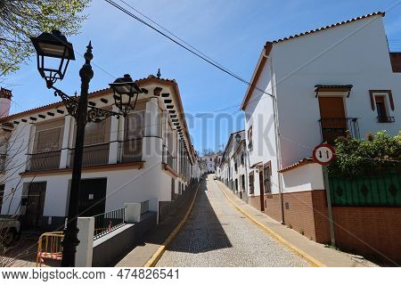 Jabugo, Huelva, Spain, April 13, 2023: A Street In The Town Of Jabugo, Huelva, Spain