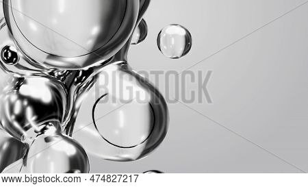 3d Render Motion Design Wallpaper Animation Business Presentation Monochrome Grey White Metaball Gra