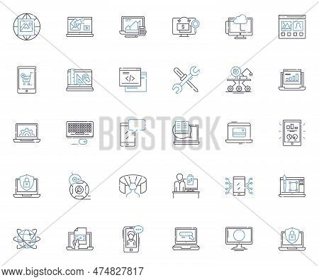 Tech Line Icons Collection. Innovation, Disruption, Automation, Cybersecurity, Blockchain, Augmented