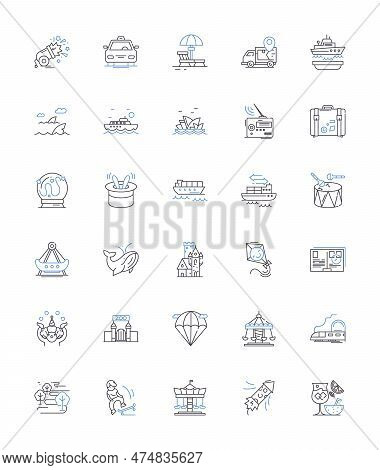 Roaming Nomads Line Icons Collection. Wanderlust, Migration, Exploration, Travel, Caravan, Adventure