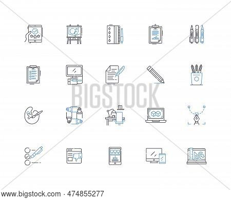 Content Editing Line Icons Collection. Revision, Rewriting, Refining, Polishing, Proofreading, Perfe