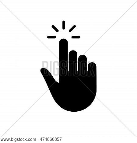 Press Gesture, Hand Cursor For Computer Mouse Black Silhouette Icon. Click Double Tap Touch Swipe Po