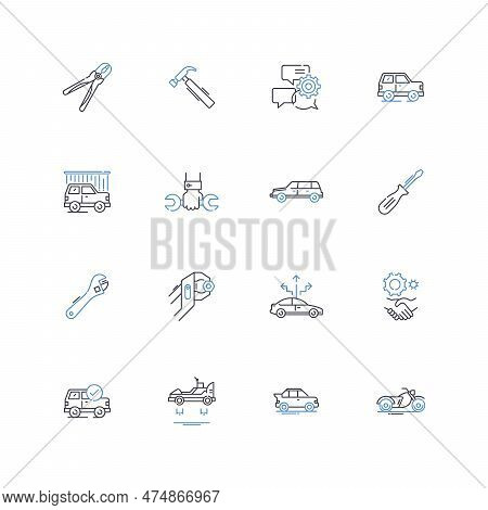 Car Service Line Icons Collection. Maintenance, Repairs, Oilchange, Tirerotation, Alignment, Brakepa