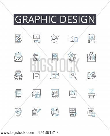 Graphic Design Line Icons Collection. Web Development, Game Design, Brand Management, Digital Art, S