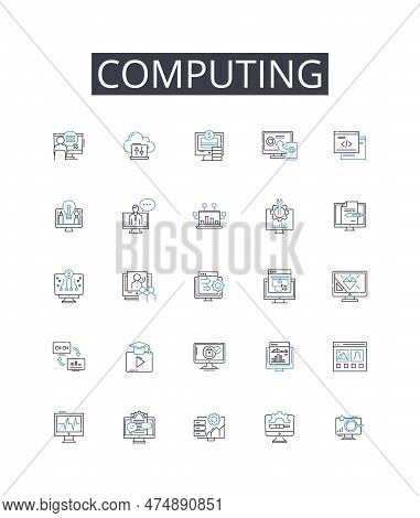 Computing Line Icons Collection. Information Technology, Internet Nerking, Digital Connectivity, Dat