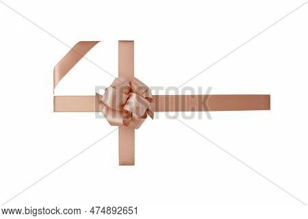 Brown Satin Ribbon Bow Tied On The Gift Box Isolated Transparent Png