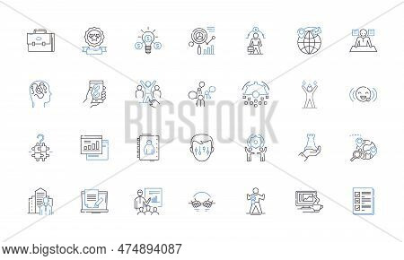 Organization Evolution Line Icons Collection. Adaptation, Progression, Transformation, Innovation, D