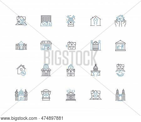 Blueprint Line Icons Collection. Plan, Design, Diagram, Sketch, Outline, Scheme, Draft Vector And Li