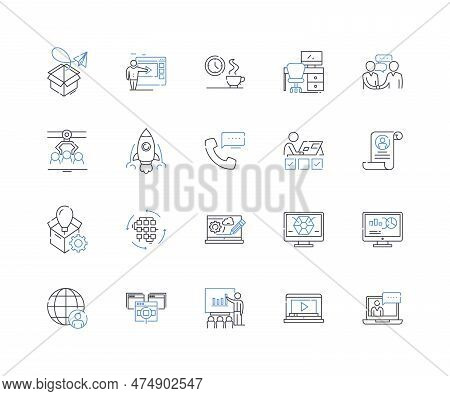 Establishment Team Line Icons Collection. Formation, Building, Organization, Development, Creation, 