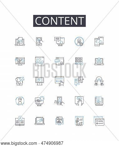 Content Line Icons Collection. Substance, Material, Information, Subject Matter, Topic, Theme, Messa