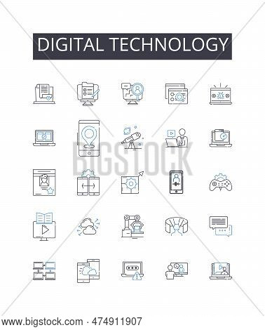 Digital Technology Line Icons Collection. Computer Science, Internet Technology, Telecommunication S