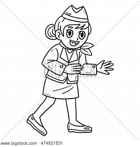 A Cute And Funny Coloring Page Of A Stewardess. Provides Hours Of Coloring Fun For Children. Color, 
