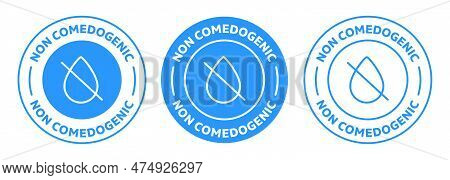 Non Comedogenic Icon. Rounded Vector Logo In Blue Color