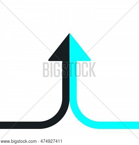 Two Arrows Merging Into One Icon. Vector Illustration