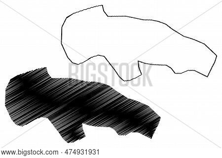 Lake Kapka Tash (kyrgyzstan, Kyrgyz Republic) Map Vector Illustration, Scribble Sketch Map