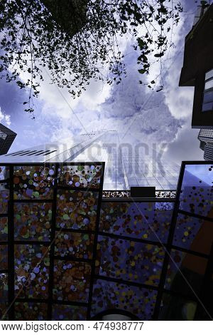 London - 05 21 2022: View Of The Stained Glass Window Of The 22 Bishopsgate Skyscraper.