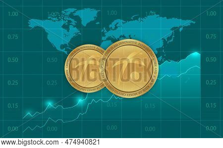 Fusion-fsn Virtual Currency Images. 3d Illustrations. Fsn Coin Logo.