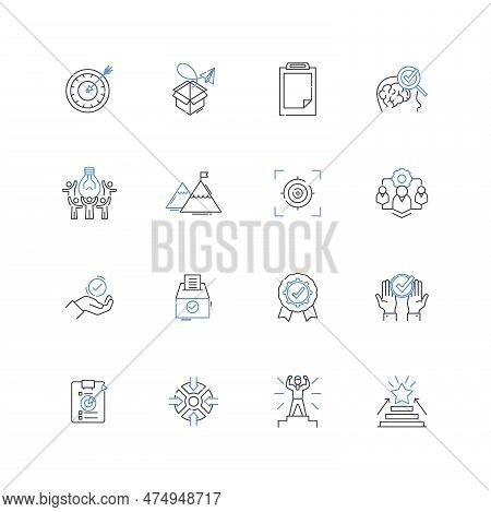Intentions Line Icons Collection. Desire, Purpose, Ambition, Goal, Plan, Objective, Motivation Vecto