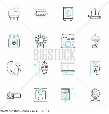 Wireless Communication Linear Icons Set. Bluetooth, Wi-fi, Cellular, Signal, Radio, Nerk, Antenna Li
