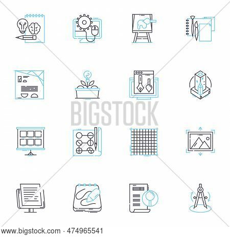 Image Processing Linear Icons Set. Pixels, Filters, Segmentation, Compression, Enhancement, Coloriza