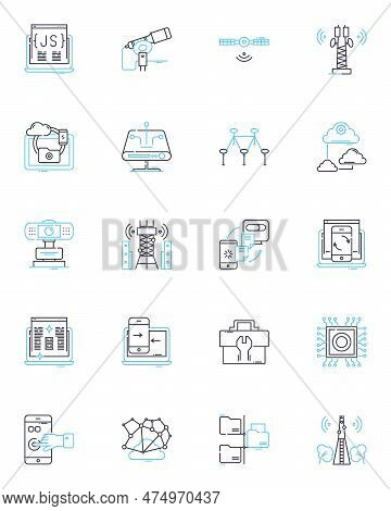 Communication Nerks Linear Icons Set. Nerking, Collaboration, Connectivity, Telecommuting, Socializi