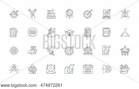 Mtary Aspirations Line Icons Collection. Ambition, Goals, Success, Achievement, Career, Fulfillment,