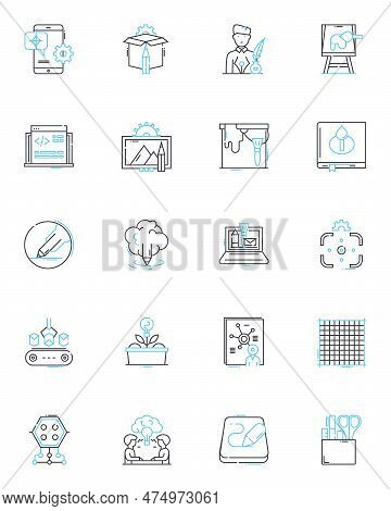 Digital Artist Linear Icons Set. Illustration, Animation, Graphics, Design, Pixel, Brush, Sketch Lin