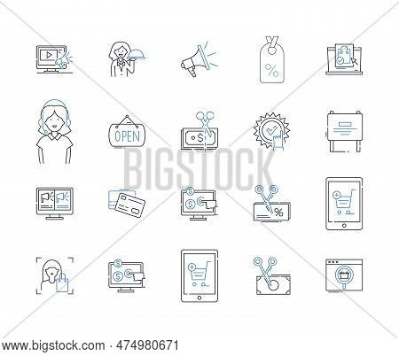 Bodega Line Icons Collection. Wine, Beer, Spirits, Liquor, Sodas, Snacks, Convenience Vector And Lin