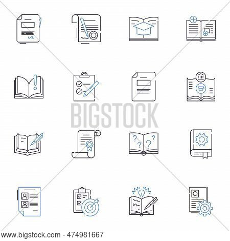 Printed Documents Line Icons Collection. Ink, Printer, Paper, Pages, Graphics, Text, Images Vector A