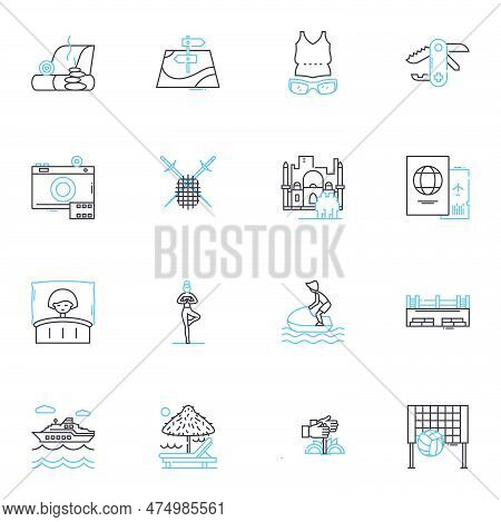 Amusement Trade Linear Icons Set. Theme, Funhouse, Rides, Kiddie, Arcade, Adventure, Carnival Line V