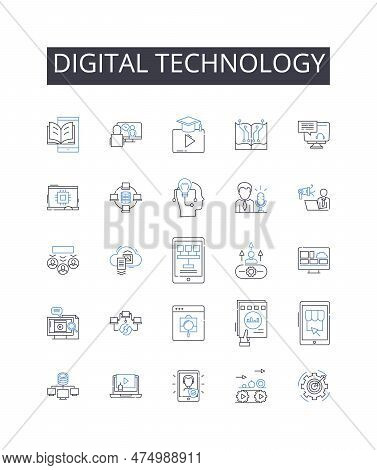 Digital Technology Line Icons Collection. Computer Science, Internet Technology, Telecommunication S