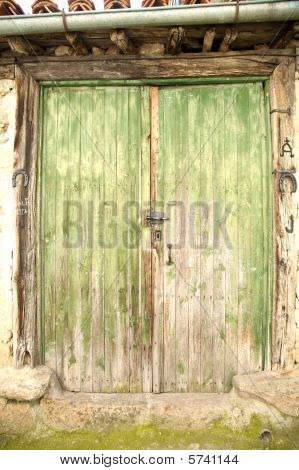 Oude groene deur