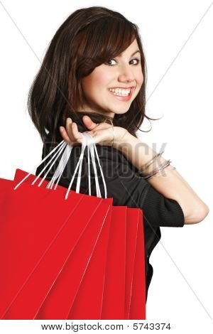 Smilende glad Shopper