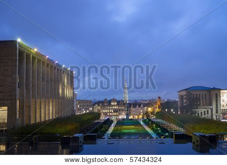 Brussels cityscape at night