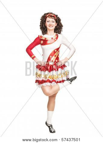 Irish Dancer Dancing Isolated