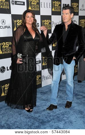 Pierce Brosnan and Keely Shaye Smith at the 25th Film Independent Spirit Awards, Nokia Theatre L.A. Live, Los Angeles, CA. 03-06-10