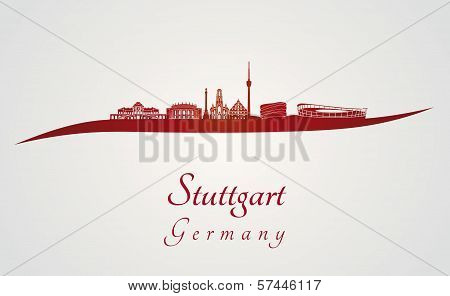 Stuttgart Skyline In Red