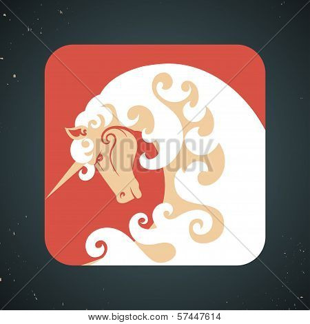 Icon of magic mythical unicorn with a horn