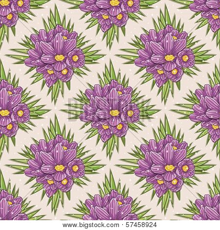 Seamless Floral Pattern With Crocus