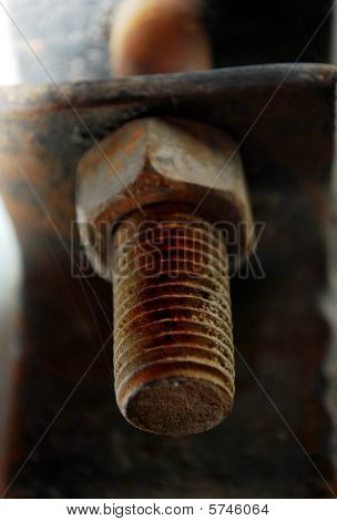 Rusty Screw And Nut Closeup