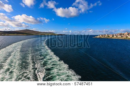Lerwick town center under blue sky Lerwick Shetland Scotland United Kingdom