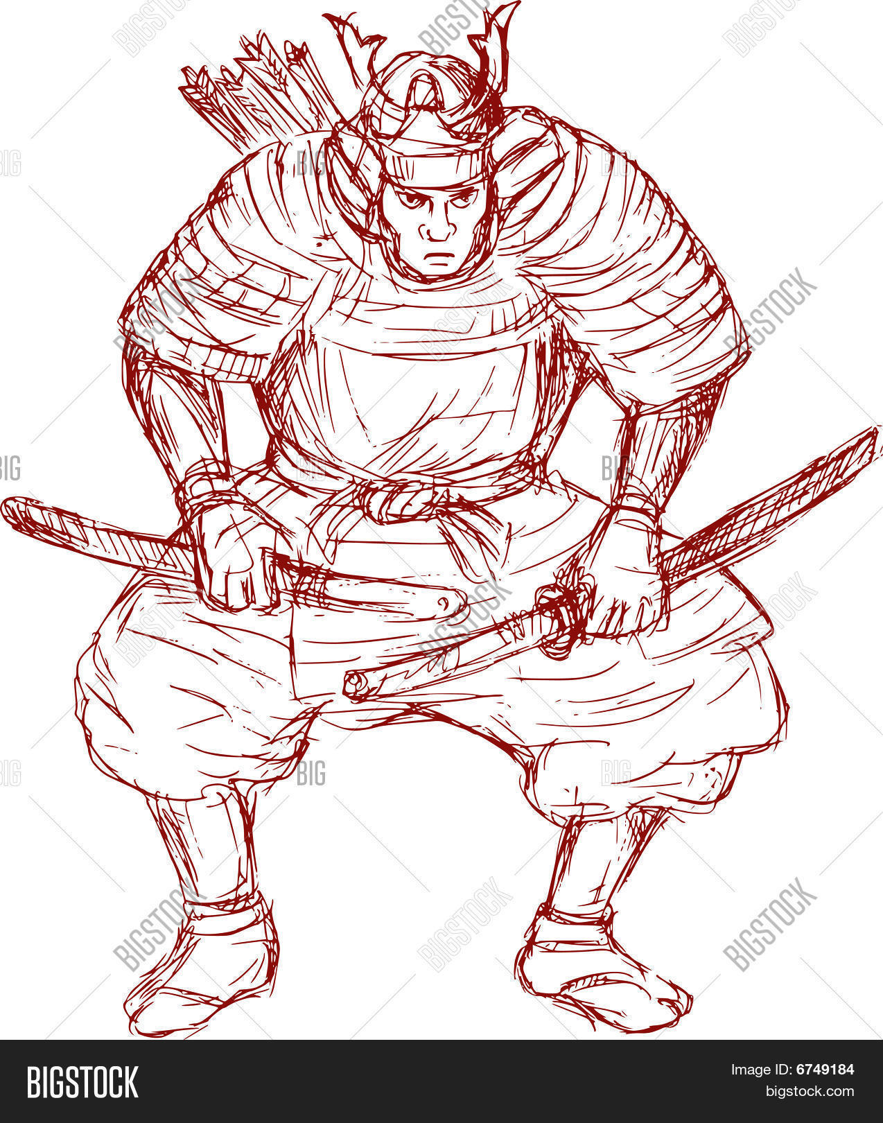 samurai holding katana drawing