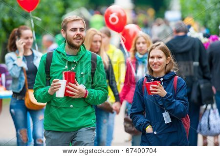 MOSCOW - JUNE 14: People attend open-air concert on XI International Jazz Festival 