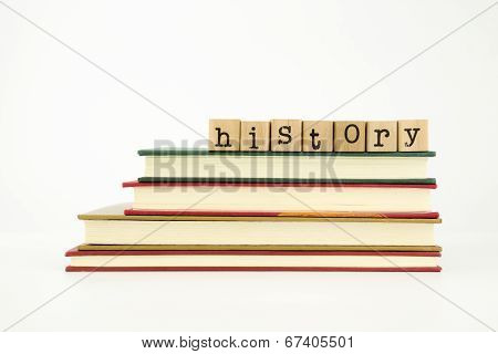 History Word On Wood Stamps And Books