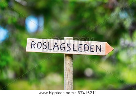 Sign For Roslagsleden Trecking Path