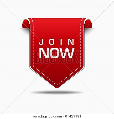Join Now Red Label Icon Vector Design